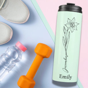 Bridesmaid  Name Narcissus December Birth Flower  Thermal Tumbler