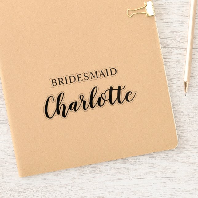 Bridesmaid Name Vinyl Decal Custom Sticker (Notebook)