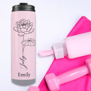 Bridesmaid Name Water Lily July Birth Flower  Thermal Tumbler