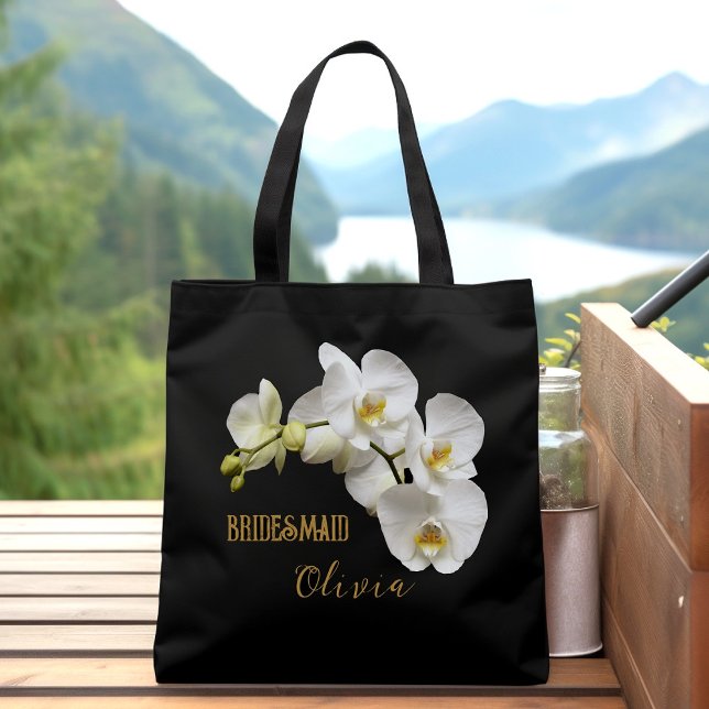 Bridesmaid Orchids Floral Personalised Tote Bag (Creator Uploaded)