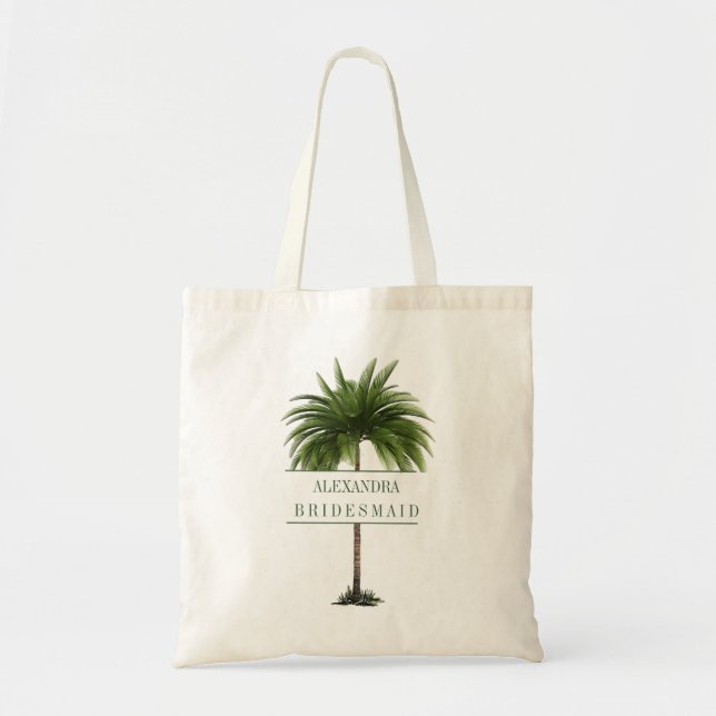 Bridesmaid Palm Tree Elegant Modern Chic Tote Bag (Front)