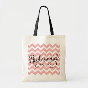 Bridesmaid Pastel Pink Chevron Tote Bag