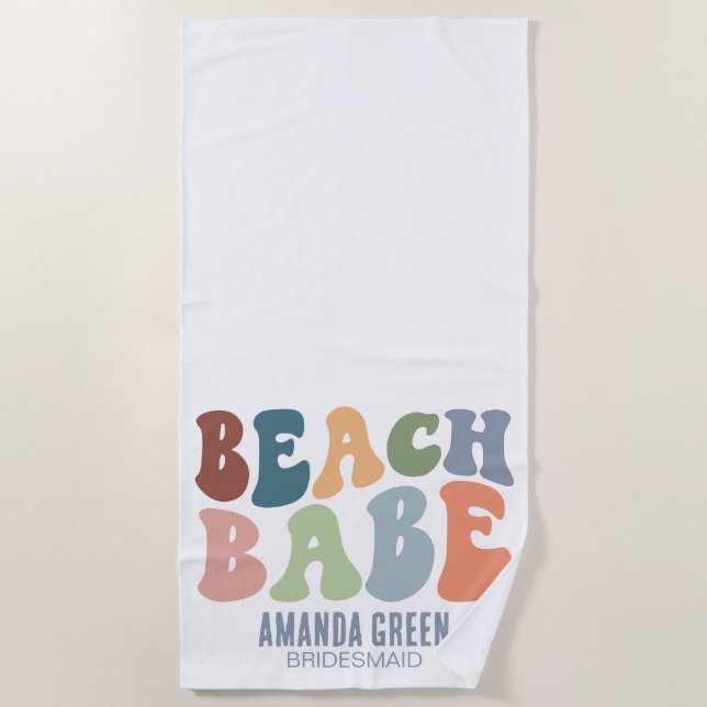 Bridesmaid Personalised Beach Bachelorette Party Beach Towel (Front)
