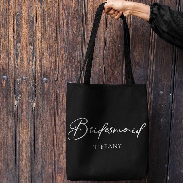 Bridesmaid Personalised Chic Minimalist Wedding Tote Bag (Creator Uploaded)