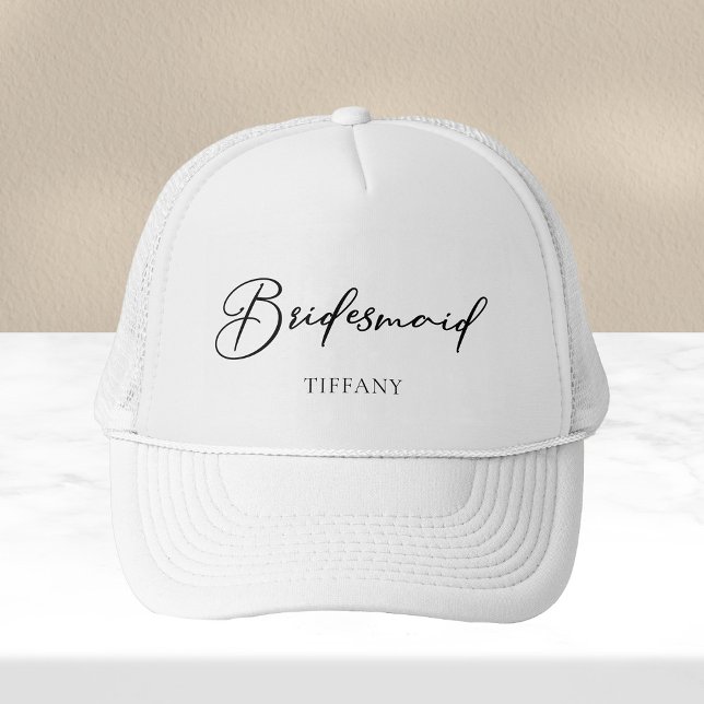 Bridesmaid Personalised Chic Minimalist Wedding Trucker Hat (Creator Uploaded)