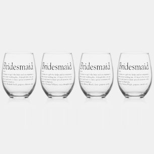 Bridesmaid Personalised Definition Favour Stemless Wine Glass