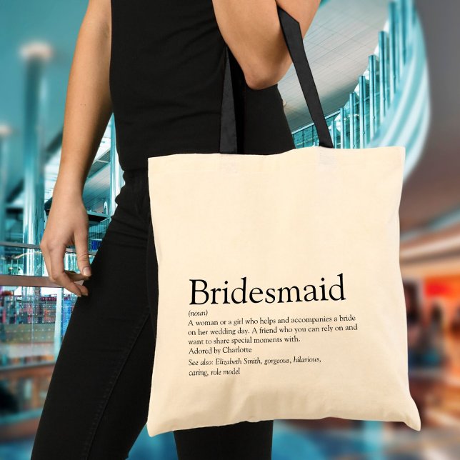 Bridesmaid Personalised Definition Favour Tote Bag (Bridesmaid Personalized Definition Favor Tote Bag)