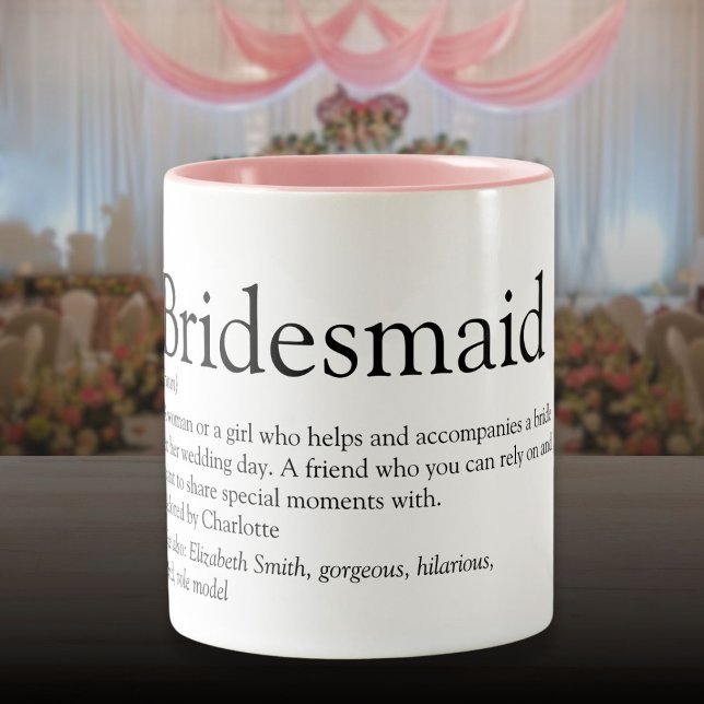 Bridesmaid Personalised Definition Favour Two-Tone Coffee Mug (Bridesmaid Personalized Definition Favor Two-Tone Coffee Mug)