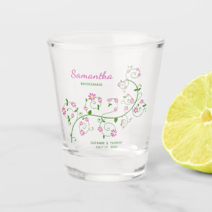 Bridesmaid Personalised Floral Shot glass