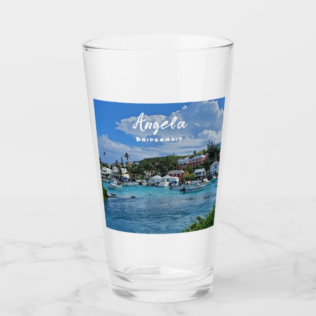 Bridesmaid Personalised Island Life Glass (Front)