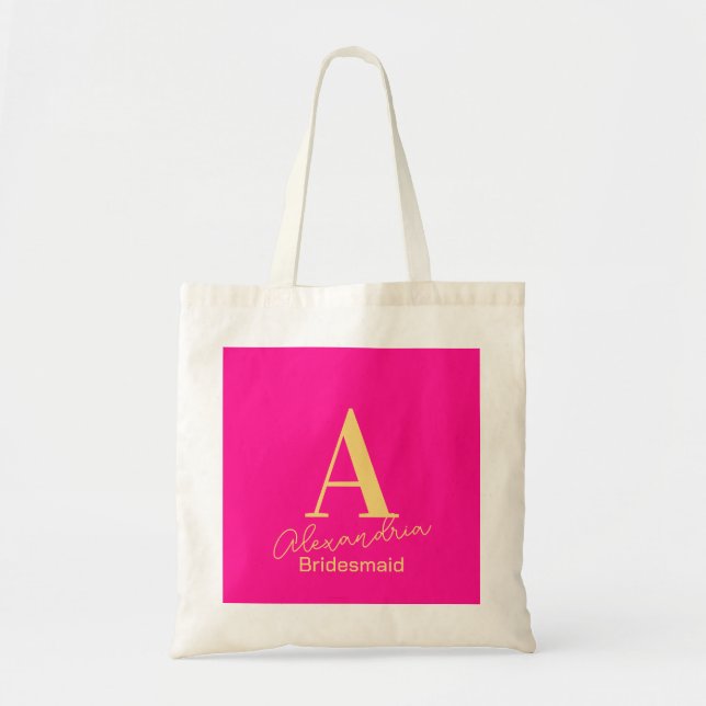 Bridesmaid Personalised Modern Monogram Tote Bag (Front)