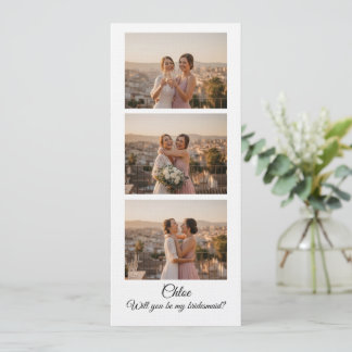 Bridesmaid Photo Strip 3 Photo Proposal Card