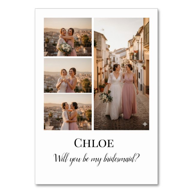 Bridesmaid Photo Strip 4 Pictures Proposal Card (Front)