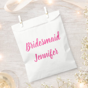 Bridesmaid Pink Custom Name Wedding Bachelorette Favour Bag