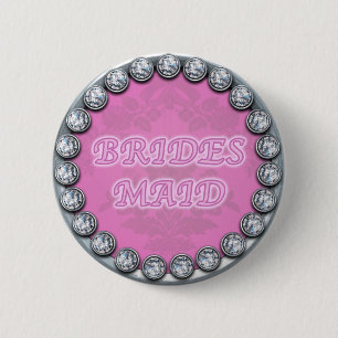 bridesmaid pink diamonds button