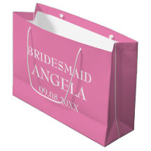 Bridesmaid Pink Elegant Custom Name Gifts Wedding 