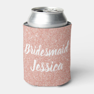 Bridesmaid Pink Glitter Elegant Weddings Can Cooler