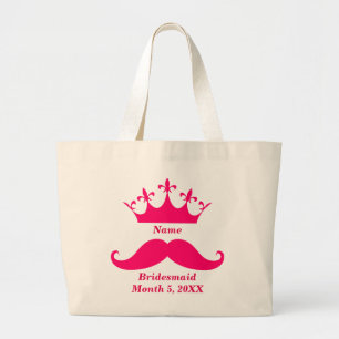 Bridesmaid Pink Moustache Jumbo Tote