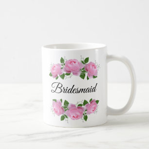 Bridesmaid Pink Roses Personalised Coffee Mug