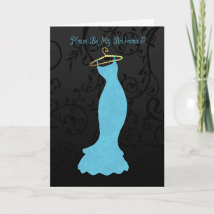 bridesmaid, please be my bridesmaid - blue invitation