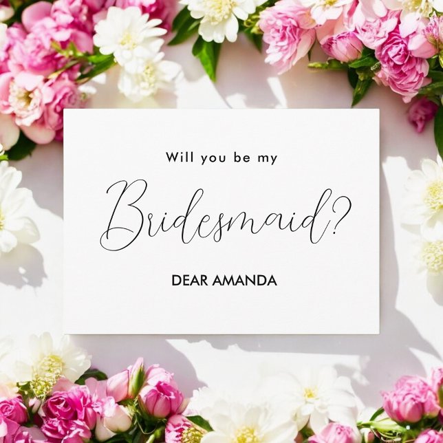 Bridesmaid Proposal Black White Elegant Invitation (Creator Uploaded)