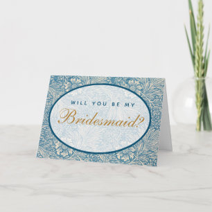 Bridesmaid Proposal Blue Floral Morris Card