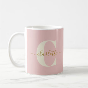 Bridesmaid Proposal Blush Pink Gold Monogram Name Coffee Mug