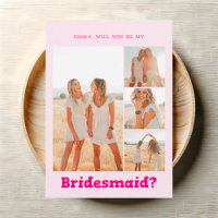 Bridesmaid Proposal Bold Playful Photo Pink