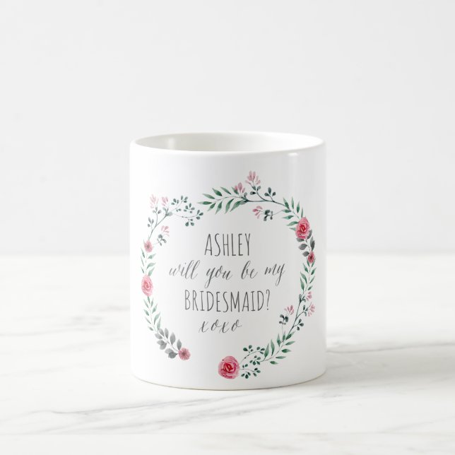 Bridesmaid proposal bothanical watercolor mug (Center)