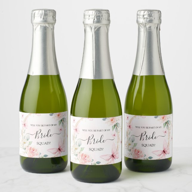 Bridesmaid Proposal Butterfly Sparkling Wine Label (Bottles)