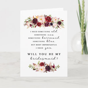 Bridesmaid Proposal Card, Folded Card