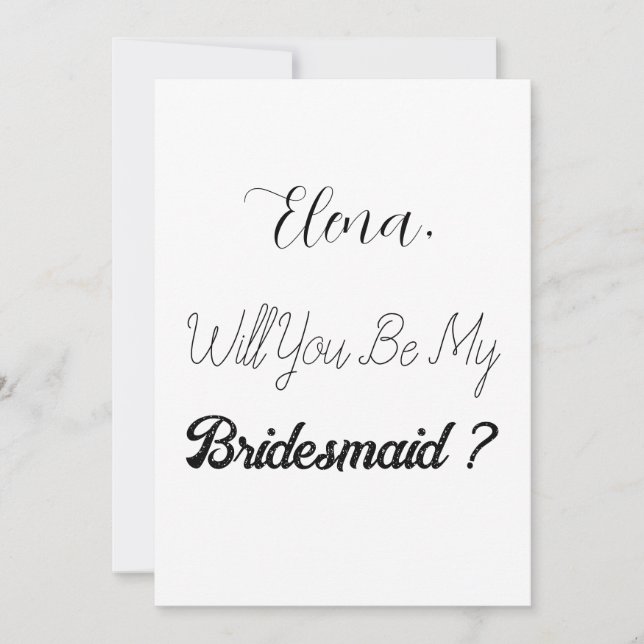 Bridesmaid Proposal Elegant Simple Trendy Wedding Invitation (Front)