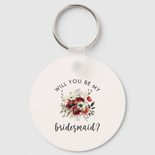 Bridesmaid Proposal Floral Heartfelt Note Key Ring