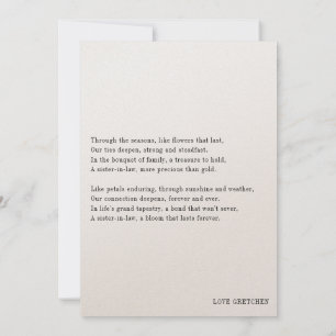 Bridesmaid Proposal for Sister-In-Law with poem Invitation