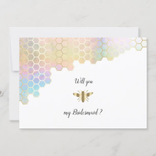 Bridesmaid proposal golden bee invitation