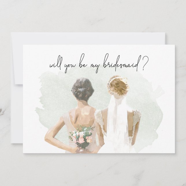 Bridesmaid Proposal Green Watercolor (Front)