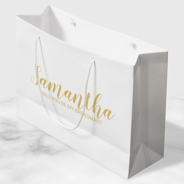 Bridesmaid Proposal | Modern Script Gold Large Gift Bag (Creator Uploaded)