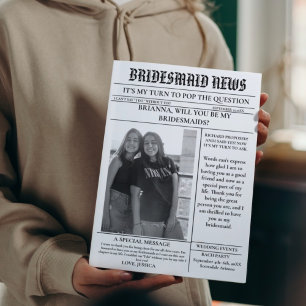 Bridesmaid proposal newspaper+Bridesmaid info card