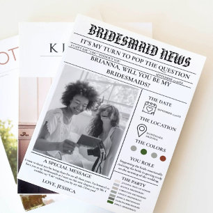 Bridesmaid proposal newspaper+Bridesmaid info card