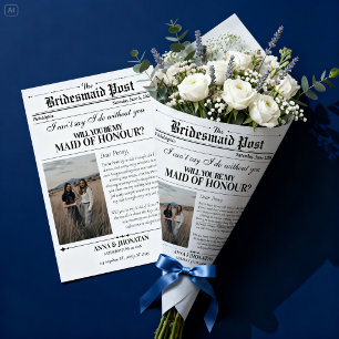 Bridesmaid Proposal Newspaper Flower Wrap Photo Wrapping Paper