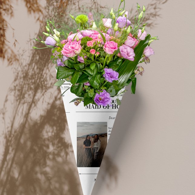 Bridesmaid Proposal Newspaper Flower Wrap Photo Wrapping Paper (Bridesmaid Proposal Newspaper Flower Wrap Photo Wrapping Paper)