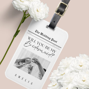 Bridesmaid Proposal Newspaper  Luggage Tag