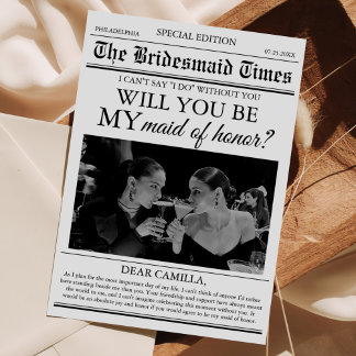 Bridesmaid Proposal Newspaper Photo Invitation