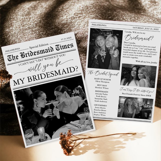 Bridesmaid Proposal Newspaper Photo Invitation (Creator Uploaded)