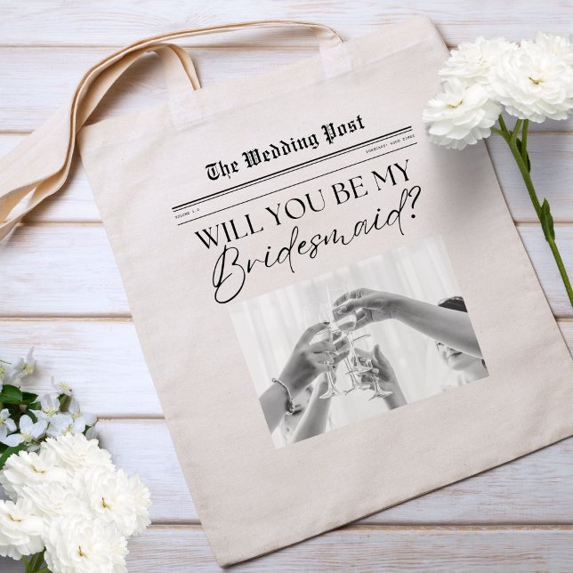 Bridesmaid Proposal Newspaper  Tote Bag (Creator Uploaded)