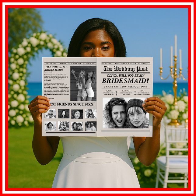 Bridesmaid Proposal Newspaper Unique Maid of Honou Card (Creator Uploaded)
