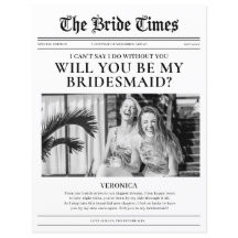 Bridesmaid Proposal Newspaper Wedding Paper Sheet