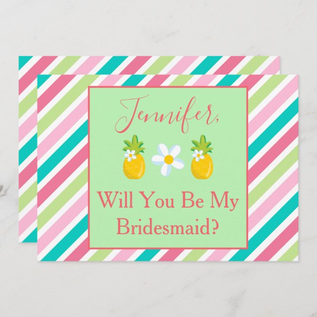 Bridesmaid Proposal Pineapple Theme Invitation (Front/Back)