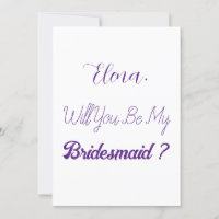 Bridesmaid Proposal Purple White Elegant Wedding