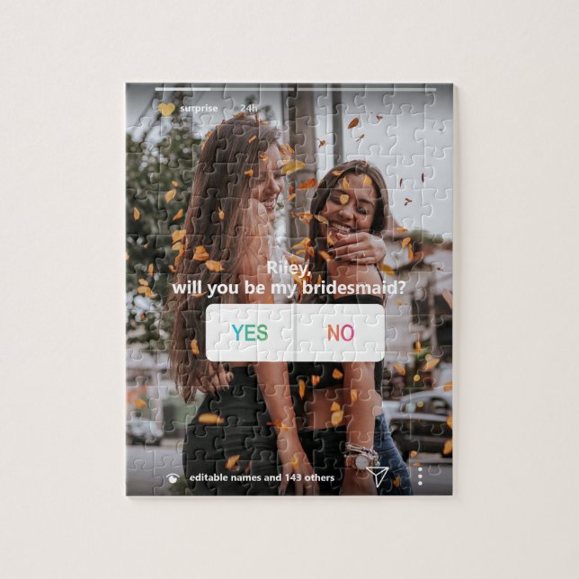 Bridesmaid Proposal Social Media Yes/No Unique Fun Jigsaw Puzzle (Vertical)